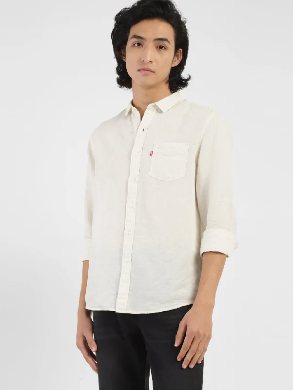 Men's Solid Spread Collar Shirt