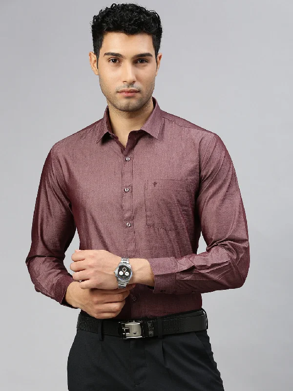 Men Cotton Rich Shirt Full Sleeves Marron T46 TV3