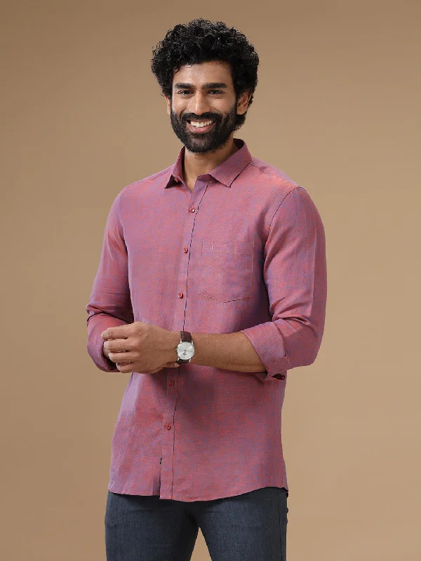 Men Pure Linen Shirt Purple