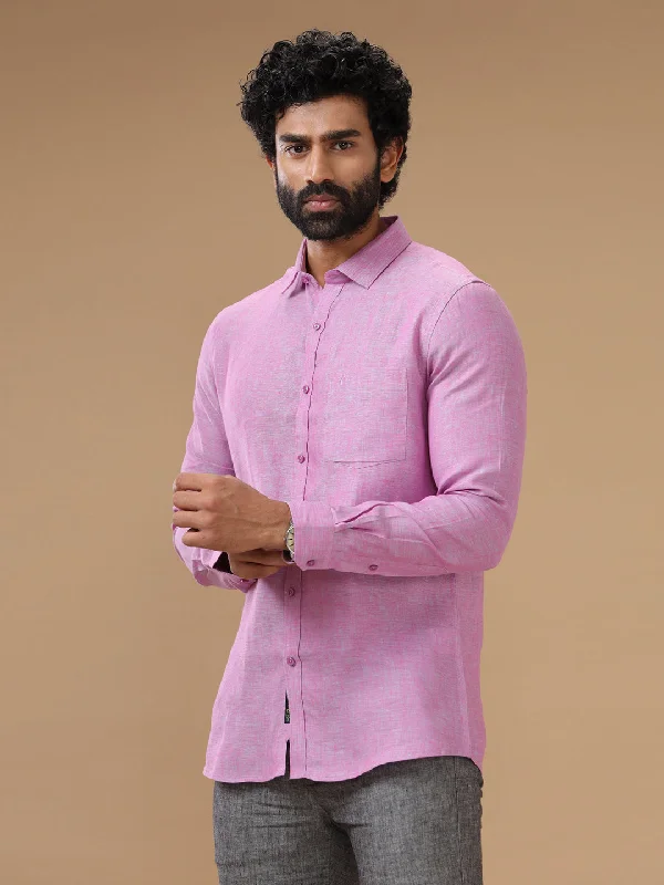 Men Pure Linen Shirt Purple