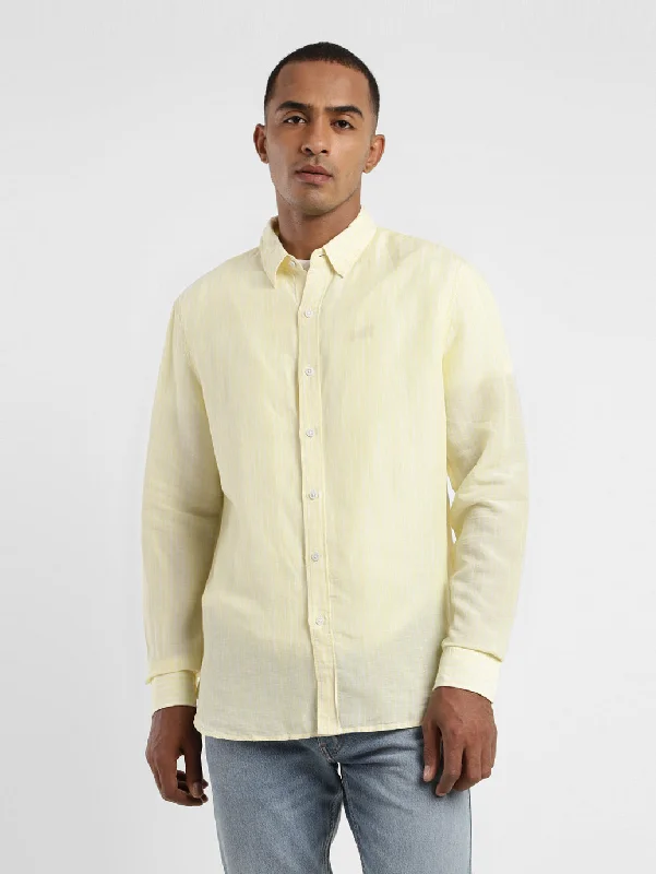 Men's Solid Spread Collar Linen Shirt