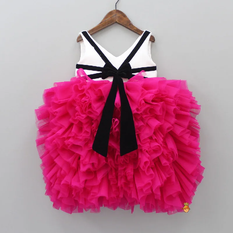 Pin Tuck Detailed Ruffle Frilly Party Scuba Dress