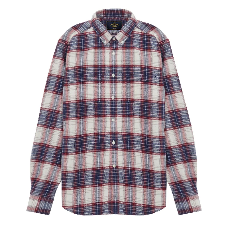 Portuguese Flannel Button Down Liber Shirt Ecru / Blue / Red