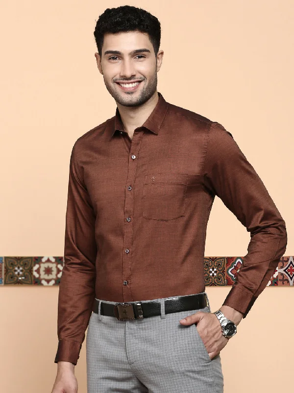 Premium Cotton Shirt Full Sleeves Brown EL GP12