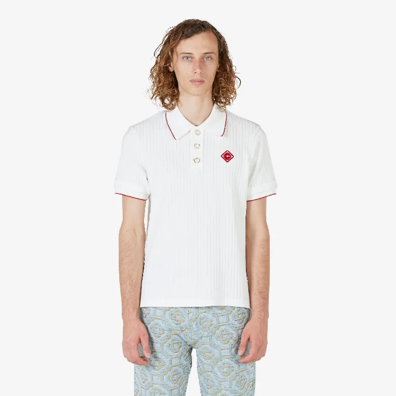 Rib Velour Polo Off White