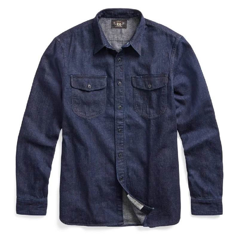 RRL by Ralph Lauren Indigo Cotton-Linen Denim Workshirt Rinse Wash