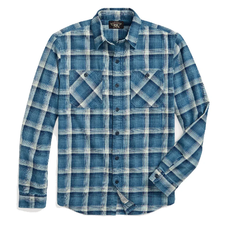 RRL by Ralph Lauren Plaid Twill Workshirt Indigo / Cream