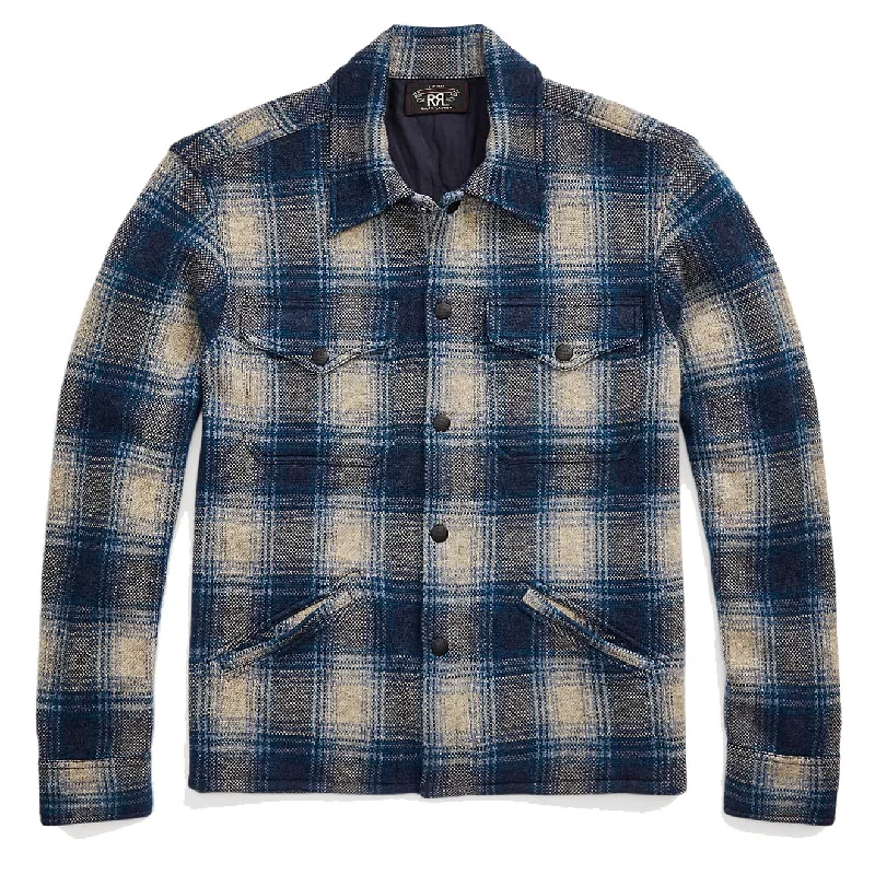 RRL by Ralph Lauren Plaid Wool-Cashmere Workshirt Jumper Blue Multi