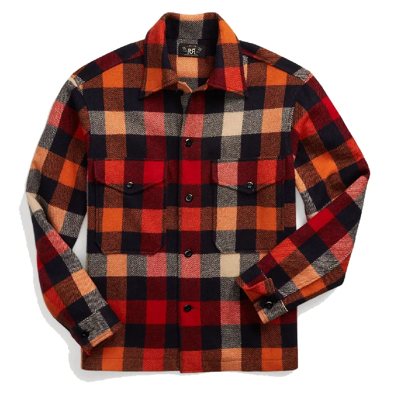 RRL by Ralph Lauren Plaid Wool Shirt Jacket Orange Multi