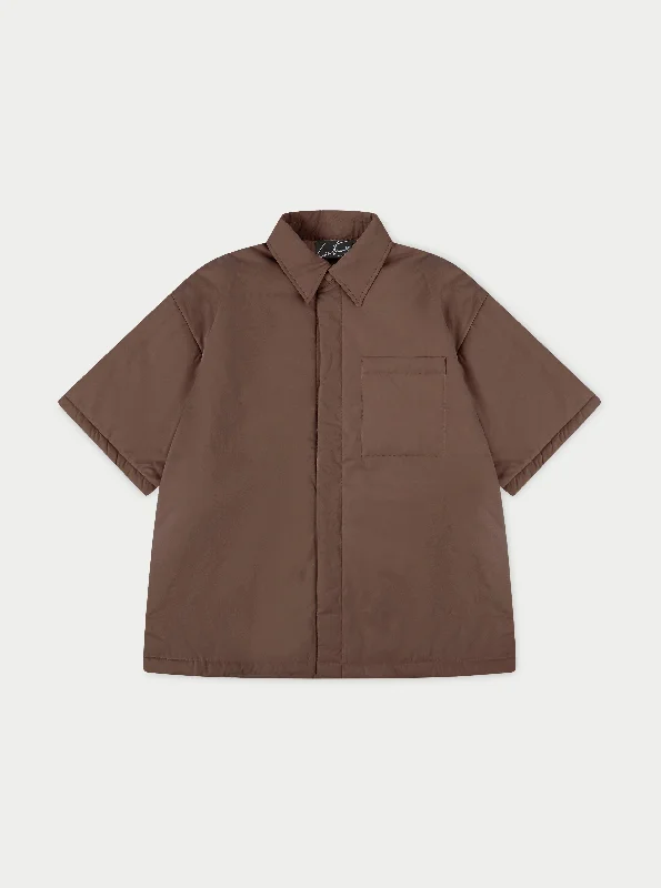 SHORT SLEEVE PADDED SHIRT - BROWN