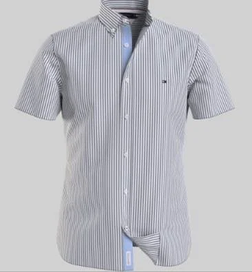 Tommy Hilfiger - Slim Stripe Short Sleeve Shirt - Desert Sky & White