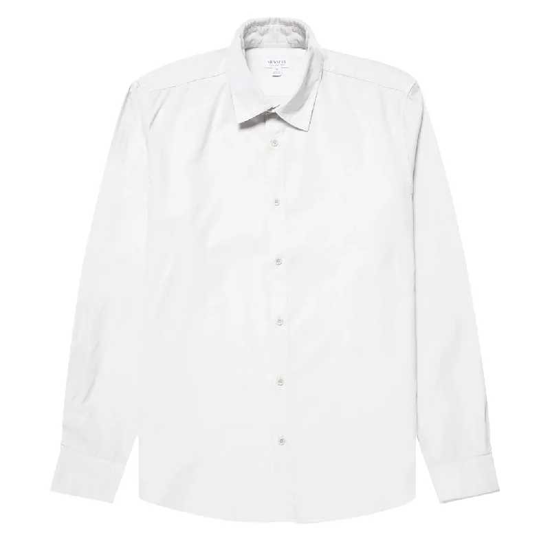 Sunspel Fine Corduroy Oxford Shirt Chalk