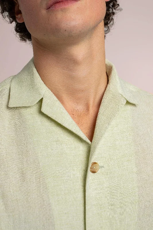 Vélos - Light Green Mens Linen Overshirt