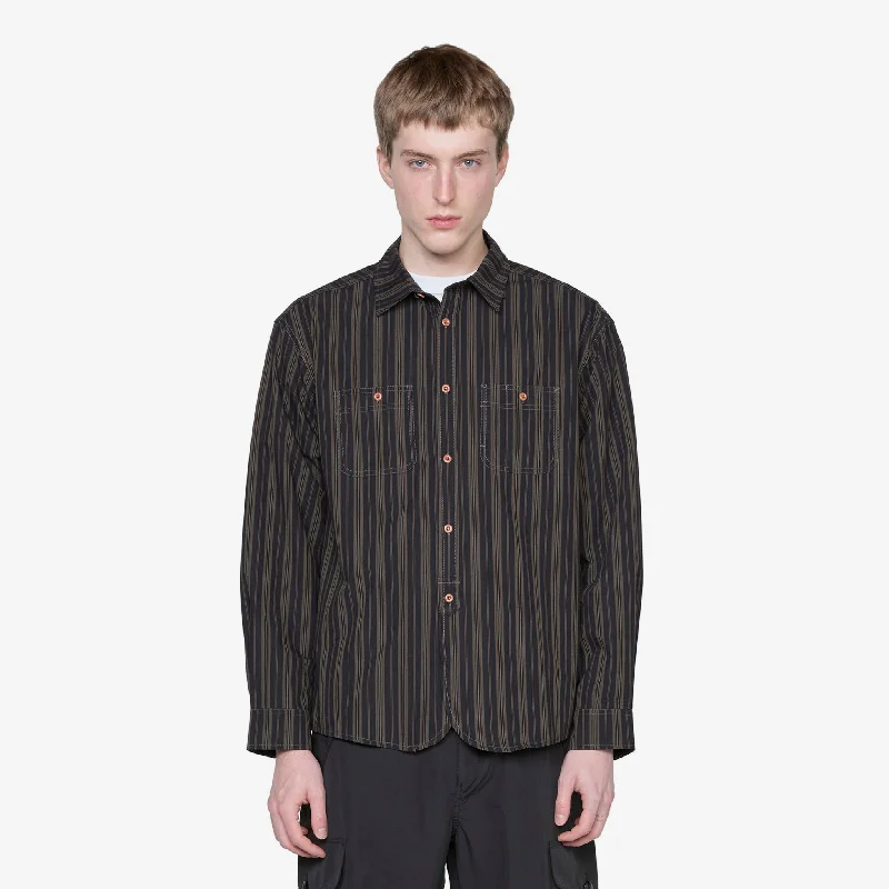 Vintage Stripe Work Shirt Black