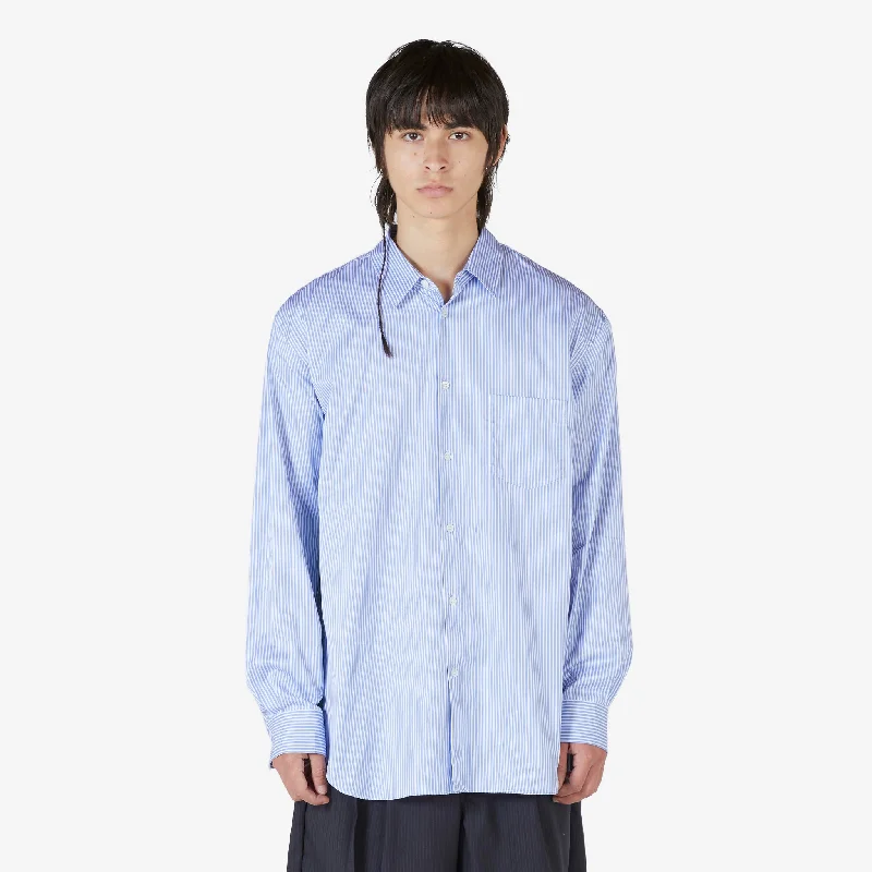 Woven Stripe Panel Shirt Blue | Green